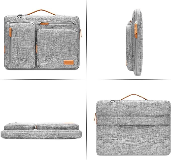 MOSISO 360 Protective Laptop Shoulder Bag,13-13.3 inch Computer Bag Compatible with MacBook, HP, Dell, Lenovo, Asus Notebook,Side Open Messenger Bag with 4 Zipper Pockets&Handle, Gray