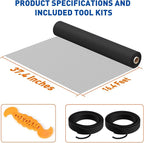 MAGZO High Density Window Screen Replacement Mesh Roll, 37.4in × 16.4ft High Definition Siftproof 32x28 Mesh Screen for Porch Doors Repair Kit, Ideal for Patio Windows, Sliding & DIY Projects