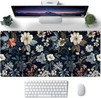Dark Flower Large Mouse Pad,Gaming Keyboard Desk Pad,Extended Mouse Mat Non-Slip Rubber Base with Stitched Edges for Office Game Home XXL 35.4"x15.7"