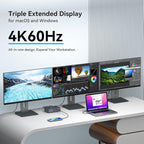 TJCXELE Displaylink Docking Station 4K@60Hz 3 Monitors USB C Dock for MacBook M1 M2 M3 M4,19-in-1 Thunderbolt Dock with 2 HDMI & 2 DisplayPort,PD 100W/USB 3.2 10G USB/Ethernet/Card Readers/Audio