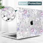 TWOLSKOO Compatible with MacBook Pro 13 inch Case 2023-2016 A2338 M2/M1 A2251 A2289 A2159 A1989 A1706, Plastic Hard Shell Cover & Keyboard Skin & Screen Protector, Purple Peony