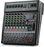 6-Channel Professional Audio Mixer, FX-6usb Mixing Console with XLR Inputs, Bluetooth, 99 DSP Effects, MP3, USB Interface for Podcast, Music, Recording, PC 13.39"x3.54"x12.60"inches