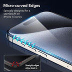 ESR 3 Pack for iPhone 15 Pro Max Screen Protector, [9H Hardness] [Military Grade Shatterproof] Full Coverage Tempered Glass Film with Flawless Fit Tray, HD Clear, Scratch Resistant