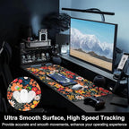 Mouse Pad, Large Colorful Flowers and Plants Desk Mat, Extended Non-Slip Gaming Keyboard Mousepad Desk Pad, Thick Stitched Edges Waterproof Mouse Mat 31.5"x15.7" (Bright Abstract Floral)