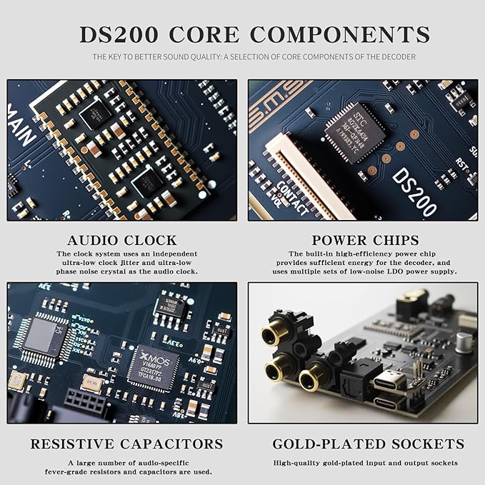 SMSL DS200 Headphone Amp DAC Bluetooth 5.1 Dual CS43131 Chip DAC Amp 3.5mm/4.4mm Balanced HP MQA/MQA-CD Full Decoder XMOS XU-316 32bit/768kHz DSD256 USB/Optical/Coaxial Input for PC Home Audio DAC