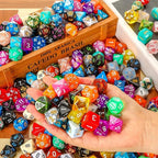 Yilloog 210 Pcs Compatible with DND Dice Sets Bulk Polyhedral Dice with Drawstring Bag Dice Multi Role Playing Table Game D4 D6 D8 D10 D% D12 D20 Compatible with Dungeons and Dragons (Mixed Style)