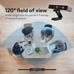 Smart 4K Compact Video Conference Camera – Ultra HD 120° Wide Lens, AI Auto-Framing, Noise-Cancelling Mics, 20ft Pickup, Plug-and-Play USB for All Video Conference Platforms – Small Rooms