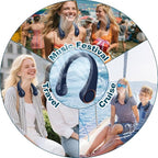 CIVPOWER Neck Fan: Portable Personal Neck Cooling Rechargeable Bladeless Fan - Hands Free 3 Speed 4000 mAh Battery USB Operated Wearable Headphone Design - for Men Women Outdoor Indoor (Dark Blue)