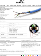 fast Cat. Cat5e Ethernet Cable 1000ft - 24 AWG, CMR, Insulated Bare Copper Wire Cat 5 ethernet Cable with FastReel - 350MHZ / Gigabit Speed UTP Cable Cat5e - CMR (Pink)