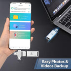 Photo-Stick 128GB Secure Auto Photo-Memory-Stick-USB-Flash-Drive for iPhone/iPad/Android/PC Photo & Video Backup Photo-Storage-Stick External-Storage-iPhone-Backup-Flash-Drive Photo-Finder-Thumb-Drive
