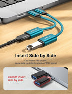 JSAUX USB C to USB 3.0 Adapter [2 Pack], Type C Male to USB Female OTG Cable Compatible with MacBook Pro/Air, iPhone 16 Pro Max/16 Plus/16e/15, Samsung Galaxy S25/S24/S23-Green