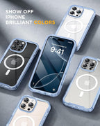 Miracase Magnetic for iPhone 16 Pro Case Full-Body Phone with Built-in Glass Screen Protector, [Compatible with MagSafe] Military Drop Proof 16 Pro Cover Bumper 6.3 inch, Clear Blue