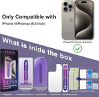 2 Pack Anti Blue Light Matte Screen Protector for iPhone 16 Pro Max, 9H Tempered Glass, Full Coverage, Anti-Fingerprint, Auto Dust-Elimination, No Bubble, Easy Installation