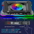 MOOJAY Laptop Cooling Pad Powerful Turbo Fan RGB Gaming Notebook Cooler, Laptop Fan Cooling Stand with 8 Adjustable Heights and Phone Holder, for 14-19 Inch Laptops - Colored LED Light
