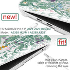 TWOLSKOO Compatible with MacBook Pro 13 inch Case 2023-2016 A2338 M2/M1 A2251 A2289 A2159 A1989 A1706, Plastic Hard Shell Cover & Keyboard Skin & Screen Protector, Botanical Illustration