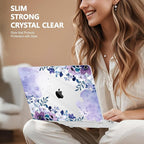 May Chen Compatible with MacBook Pro 13 inch Case 2022 2021 2020 Release Models A2338 M2 M1 A2251 A2289, Plastic Hard Shell Case for MacBook Pro 13 Inch with Touch Bar, Watercolor Purple Floral