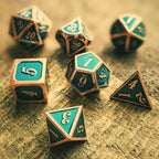 Haxtec DND Metal Dice Set Copper Teal Polyheral Dice Compatible with Dungeons and Dragons RPG D&D Gifts W/PU Leather Dice Bag