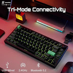 P1 HE 75% Wireless Custom Mechanical Gaming Keyboard with Gateron Double-Rail Magnetic Switches Full Assembled Knob Version - Black