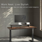 Walnut Dual‑Tier Monitor Stand for Modern Desk Setup – Minimalist Wooden Riser Shelf for Dual Monitors, Laptops, Home Office Aesthetic (Dark Walnut, Large)