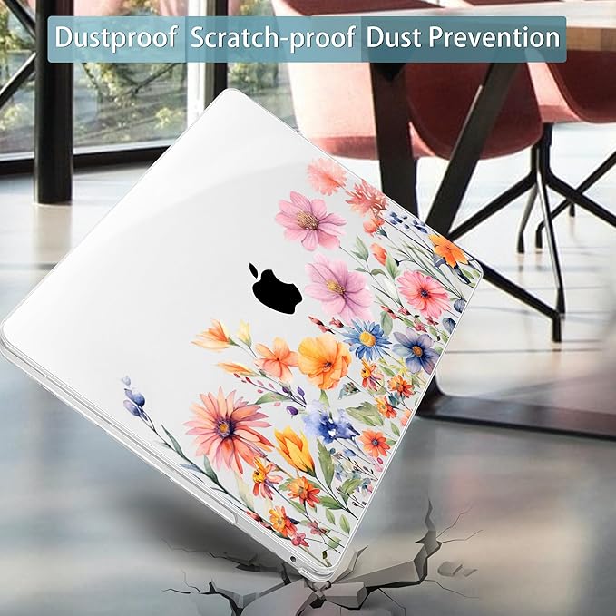 Mektron for MacBook Pro 13-inch Case 2022 2021 2020 Release A2338 M2 M1 A2289 A2251, Printed Plastic Hard Shell Cover for New MacBook Pro 13.3-inch Touch Bar Fits Touch ID，Floral P165