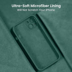 FireNova Designed for iPhone 13 Case, Silicone Upgraded [Camera Protection] Phone Case with [2 Screen Protectors], Soft Anti-Scratch Microfiber Lining Inside, 6.1 inch, Midnight Green
