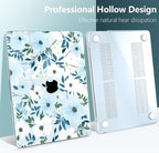TWOLSKOO Compatible with M4 MacBook Air 13.6 inch Case 2025-2022 Release M4 A3240 M3 A3113 M2 A2681, Plastic Hard Shell & Keyboard Cover & Type C Adapter & Screen Protector, Floral Field Seamless