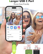 MOSDART 512GB USB3.1 Fast Speed C and A Dual Flash Drive, exFAT Memory Stick with Keychain and LED Indicator, for iPhone 15 and 16, Android Phone, iPad, MacBook, and Other Laptops, Green