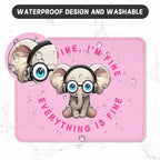 ITNRSIIET Mouse Pad with Stitched Edge Premium Textured Smooth Precise Operation Waterproof Washable Non-Slip Rubber Base Desktop Protection Mat, 10.2×8.3×0.12 inches, Pink Pretty Elephant