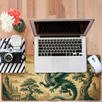 Vintage-Style Dragon Gaming Mouse Pad 3mm Thick Stitched Edge Waterproof Non-Slip Large Computer Keyboard Mouse Mat,Suitable for Office Entertainment Decorative Desk Pad 35.4 x 15.7 Inches