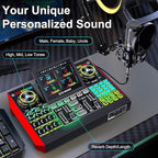 Podcast Equipment Bundle with 3.5mm Condenser Microphone for Pc/Phone Live Streaming Singing Gaming, Podcast Microphone Bundle with Live Sound Card Audio Mixer,Voice Changer, Denoise,DJ Sets