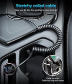 Coiled USB C to C Cable 100W 3FT for Car, Coiled USB C Cable for iPhone 16, Short USB Type C Fast Charging Cable for iPhone 15/Pro Max/Plus/Samsung Galaxy S23, Compatible All Type C Devices -Black