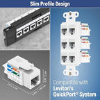 Everest 45° Angled RJ45 Cat6A Keystone Jacks 10-Pack in White - Slim Profile Female RJ45 Connectors - Cat 6A Keystone Jack - Compatible with 45° Angled Speed Termination Tool - 45Term (B0BL3GS7ZY)