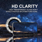 Choiche Compatible for iPhone 16 Pro/iPhone 16 Pro Max Camera Lens Protector Bling, 9H Tempered Glass Camera Cover Screen Protector Metal Ring Decoration Accessories (Glitter-Silver)