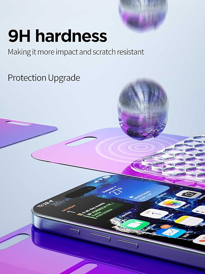 Compatible for iPhone 16 Pro Max Privacy Screen Protector Tempered Glass 6.9 Inch, Purple Gradient Anti Spy Anti Blue Light HD Easy Installation