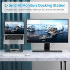 Adjustable Laptop Stand with 360 Rotating Base & USB Docking Station for MacBookPro/Air/Dell/HP/Lenovo, Portable Ergonomic Laptop Riser for Desk with USB Hub 100W PD/4K HDMI/Usb3.0/1000Mbps Ethernet
