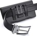 BECPLT for iPhone Air 17 Pro Max 16/15/14/13/12/11 Pro Max Holster Case Belt Clip Case Leather Holster Pouch Belt Case with Card Holder for Galaxy S25+ S24/S23/S22/S21 Plus -Black