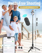 Phone Tripod Selfie Stick:Phone Stand for Recording,Bluetooth Selfie Stick for iPhone Compatible with Android（Samsung Galaxy s24 Ultra） is Content Creator 's Travel Essentials Tool