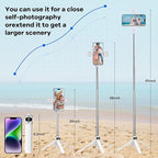 Mini Phone Tripod Stand,MQOUNY 38" Phone Tripod &Selfie Stick with Wireless Rechargeable Remote & Removable Light, Extendable Tripod Stand 360 Rotation Compatible with Phone&Android Samsung (White)