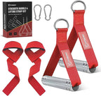 FitBeast Aluminum Exercise Handles & Lifting Straps Set - Replacement Gym Handles for Cables Machine, Pulley System, Strength Trainer, Pull Down Workout Handles, Pilates, Home Gym Cable Attachments
