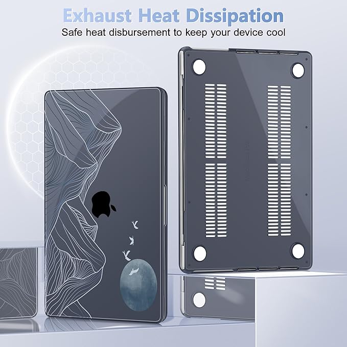 for MacBook Pro 16 inch Case 2021 2022 2023 2024 Release A3186 A3403 M4 A2991 M3 A2780 M2 A2485 M1 Pro/Max, Hard Shell Case with Screen Protector & Keyboard Cover, Abstract Mountain