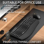Ergonomic Keyboard, Wired Computer USB Keyboard with Wrist Rest, Spill-Resistant, Wave Keys for Natural Typing, Compatible with Windows/PC/Laptop(Black)