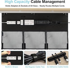 No Drill Under Desk Cable Management and Privacy Panel 2 in 1 | Modesty Panel with Cord Organizer |Felt Standing Desk Back Skirt for Office,Home(47.2")