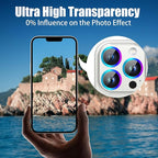 AGVEE 3+3 Camera Lens Protector for iPhone 15 Pro 6.1" / 15 Pro Max 6.7", Brushed Metal Ring 9H Tempered HD Glass Camera Protector Cover Film, Silver