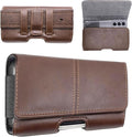 Leather Phone Holster for Men, Horizontal Cell Phone Case, Fits iPhone 17/17 Pro 16/16 Pro 16e 15/15 Pro 14/14 Pro 13/13 Pro 12/12 Pro 11 XR, Belt Clip Phone Pouch Holder, Brown Medium.