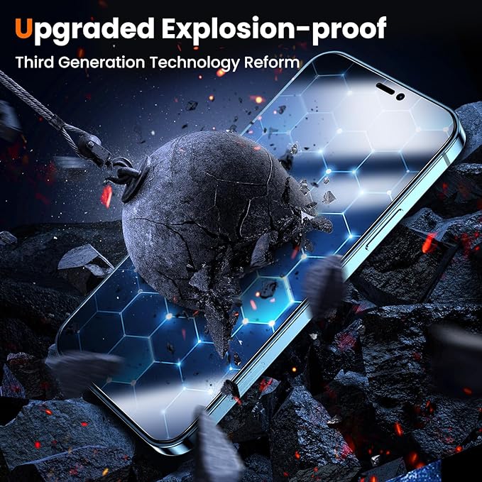 UniqueMe for iPhone 12 / iPhone 12 Pro Privacy Screen Protector - [Military Grade Shatterproof & 9H+ Hardness] Screen Protector 12 Pro Tempered Glass Full Coverage Protection, Easy to install, 2 Packs