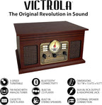 Victrola The Quincy 6-in-1 Bluetooth Record Player & Multimedia Center with Built-in Speakers – 3-Speed Turntable, CD & Cassette Player, AM/FM Radio, Wireless Music Streaming (Espresso)