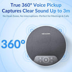 Bluetooth Conference Speakerphone with 4 Mics, AI Noise Reduction, 360° Voice Pickup, 2600mAh Battery, Bluetooth/USB-C/Dongle, Daisy Chain for Large Rooms, Compatible with Zoom/Teams/Skype