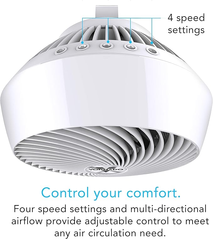 Vornado 660 Large Whole Room Air Circulator Fan with 4 Speeds and 90-Degree Tilt, 660-Large, White
