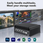 Firewall Micro Appliance Core N150,4xi226-V 2.5G Fanless Mini PC,DDR5,2*NVMe 2*SATA,6*USB,2*HDMI,Type-C,DP,Firewall Mini PC NAS Server
