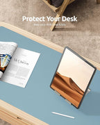 YSAGi Leather Desk Protector, Office Mat, Large Mouse Mat, Non-Slip PU Leather Blotter, Laptop Pad, Waterproof Writing Pad for Office and Home (Ice Blue, 35.4" x 17")